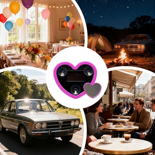 Decoración interior ventana triangular camión con lámpara solar de corazón y luces para coche 1