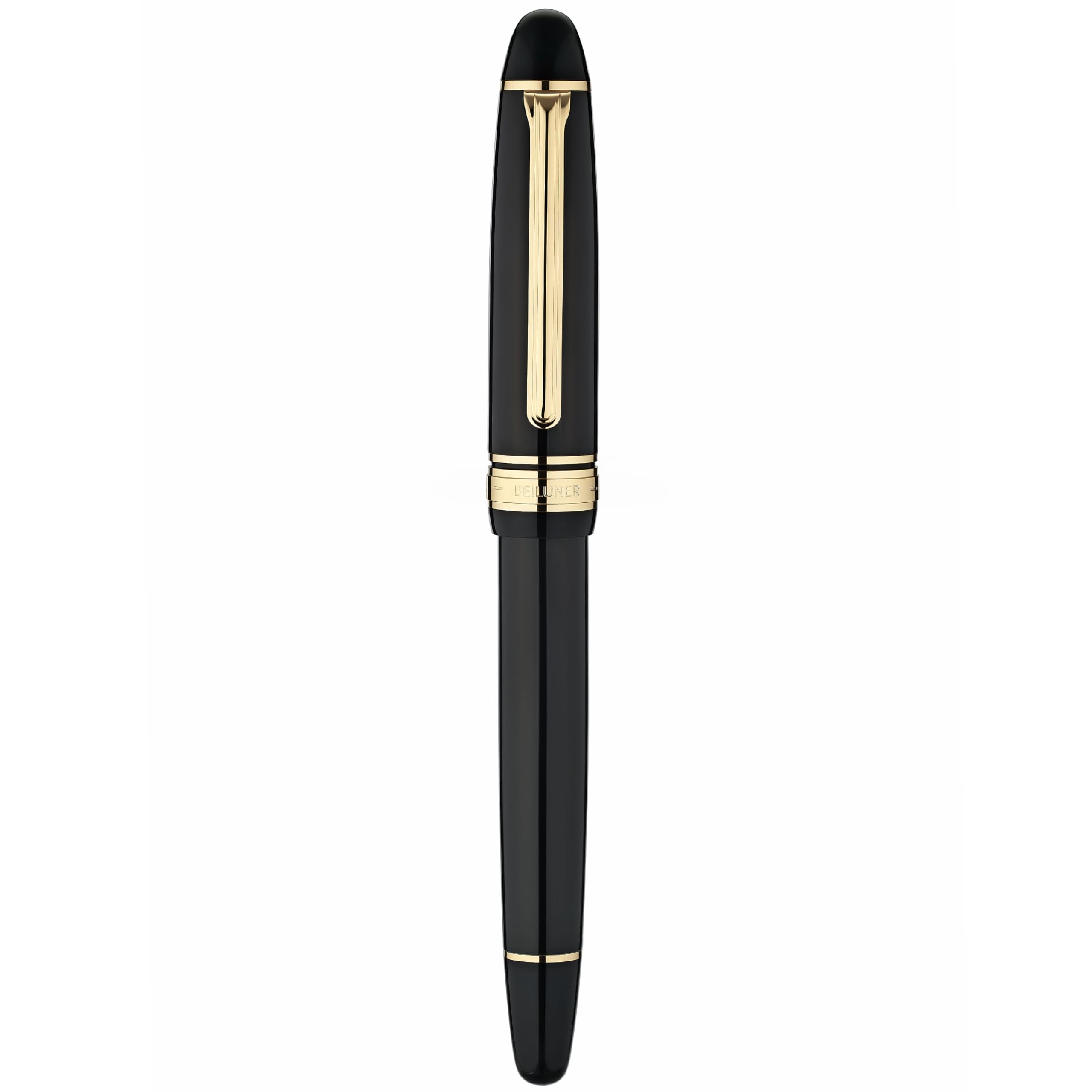 BEILUNER 319 Piano Black Lacquer Rollerball - Stunning Luxury Pen with 24K Gold Heavy Schneider Black Ink Refill — view 9