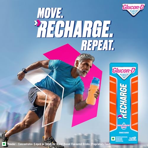 Image of Glucon-D Recharge Energy & Hydration Orange Flavour Drink Powder, Instant Glucose + Electrolytes for Quick Energy, 18g Sachets (Pack of 10)