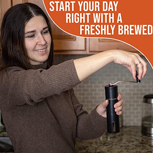 Manual Coffee Grinder - Stainless Steel Ceramic Burr Hand Coffee Grinder With 18 Adjustable Settings - Portable Hand Coffee Bean Mill For Home, Office & Travel #TOP1