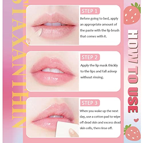 Bee Balm Lip Balm Honey Pot,Strawberry Vitamin E Hydrating & Prevention Dry And Cracked Lip Scrubs Exfoliator,Propolis Moisturizing Honey Lip Mask Lip Balm, Lip Exfoliating And Lip Sleep Mask Reduces Lip Lines With Brush Lip Care. (Honey&Strawberry) #TOP3