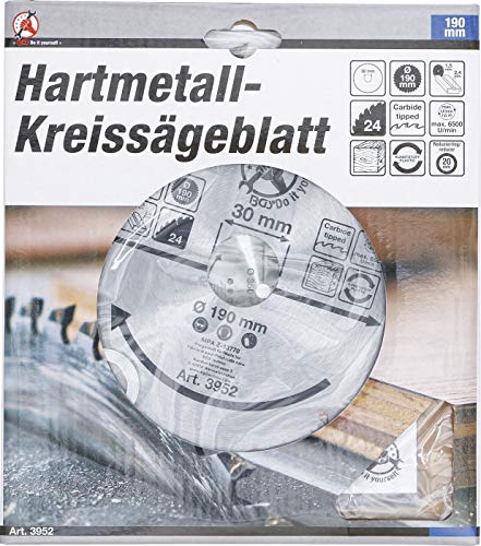 Sägeblatt 190×30 mm BGS Diy 3952 für Hartmetall-Kreissäge