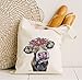 Gifts for Mom - Cow Tote Bag - Cow Lover Gift - Flower Crown Cow Totes -Handmade Totes - Cow Canvas Totes - Cute Cow Reusable Shopping Bag - Shoulder Bag - Grocery Bag - Handbag - Beach Bag