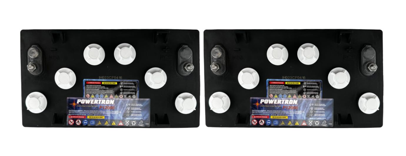 2 Pack | Powertron 12V Volt Deep Cycle Golf Cart, Solar, Marine, RV, and Industrial Use Battery Replaces T-1275