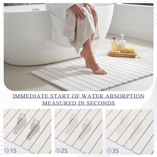 Nuanchu Large Stone Bath Mat 31.2"x23.3" Foldable Diatomite Bath Mat, White by Nuanchu - Used condition - Image 3