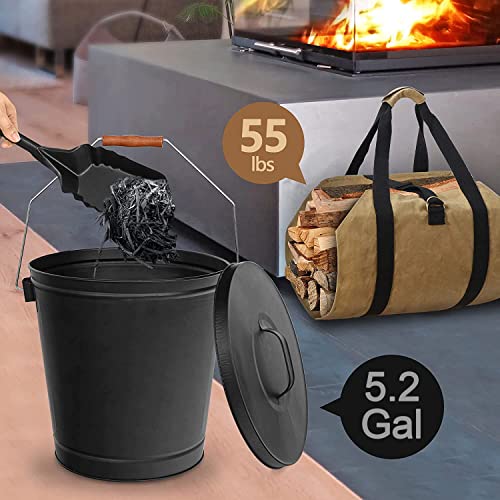 Seau à cendres, avec couvercle, 12 litres, poignée de transport, bac à charbon, cheminée & barbecue, noir, Relaxdays | Leroy Merlin