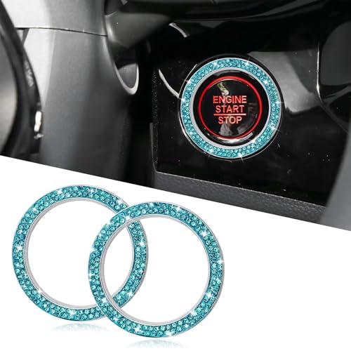 Tecledsn 2PCS Car Bling Crystal Rhinestone Engine Start Decoration Ring,
