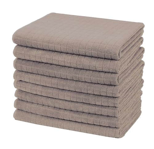 Gryeer 8 Torchons de Cuisine en Microfibre - Serviettes de Cuisine Doux et Super Absorbant, 45 x 65 cm, Kaki