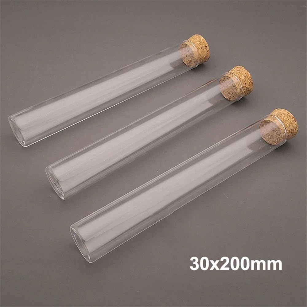 Laborausstattung und -bedarf 5-10-20 Stück 30x100mm / 30x150mm 30x200mm Klares Labor Flaches Verdickungsglas Reagenzgläser mit Korken