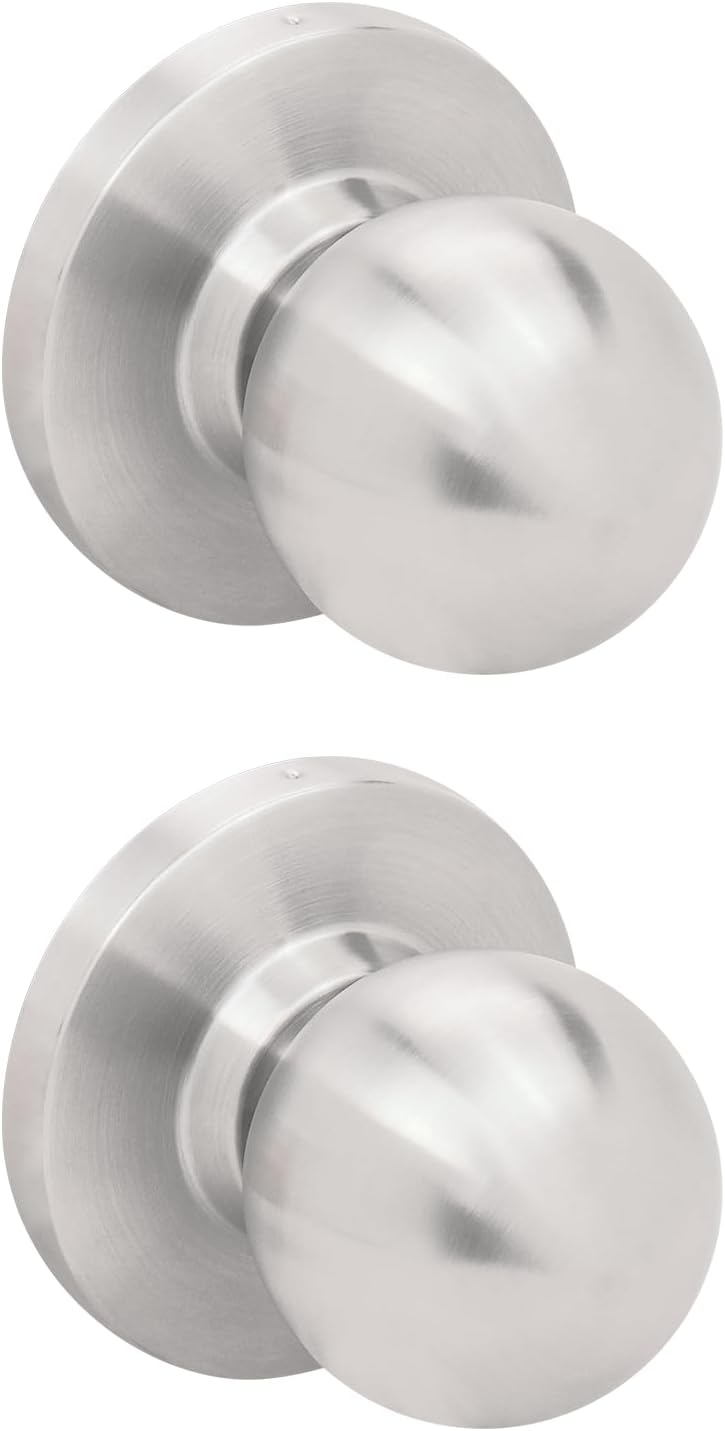 Nuk3y Bella Grade 2 Commercial Duty Cylindrical Knob Lockset UL Rated (Satin Stainless Steel, Storeroom)