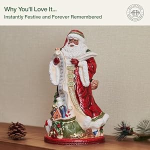 Fitz and Floyd Studio Holiday Home African American Santa Ceramic Figurine, Multicolored Fitz and Floyd Studio Holiday Home African American Santa Ceramic Figurine Multicolored