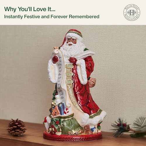 Fitz-and-Floyd-Studio-Holiday-Home-African-American-Santa-Ceramic-Figurine-Multicolored Fitz and Floyd Studio Holiday Home African American Santa Ceramic Figurine Multicolored