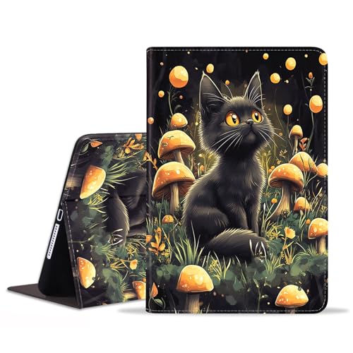FQTBCEARI Case for iPad (A16) 11th Generation 11 Inch 2025/ iPad 10th Generation 10.9 Inch 2022, Slim PU Leather Cover, Adjustable Stand with Auto Wake/Sleep Case, Black Cat