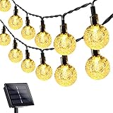 ➤➤100er LED Solar Lichterkette -- Das solar lichterkette aussen besteht aus 100 hochwertigen LE kristallkugeln (1,8 cm durchmesser) mit einer gesamtlänge von 12 metern (10M Lichterkette + 2M kcabel) die ausreicht, um ihr haus und ihren garten hervorragend zu dekorieren für party hochzeit hotel hof gartenterrassen.