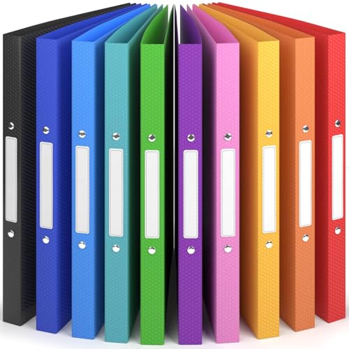ACROPAQ - 10 x Ringbuch A4 - Mit 2 Ringen Mit Rückenetiketten Rückenbreite 2 5 cm Regenbogen Natur Farbkollektion - Ringhefter Ringordner Ordner A4 Schmal Ringmappe A4 Schulordner