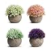 MoonLa Artificial Plants Potted Faux Fake Mini Plant Colorful Flower Topiary Shrubs in Gray Pot for Bathroom Home House Decor (Set of 4)