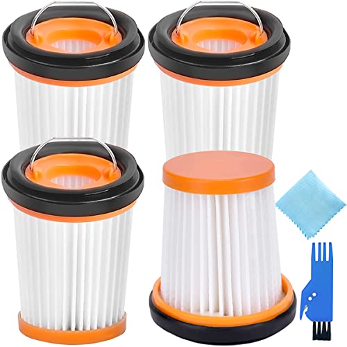 QAQGEAR Replacement Filter for Shark ION W1 Cordless Handheld Vacuum for Shark ION WV200UK, WV201, WV205, WV220, WV251UK. Compare to Part # XHFWV200 (4 Pack Wandvac Filter With Cleaning Brush, Rag)