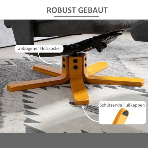 HOMCOM Relaxsessel mit Liegefunktion, Liegesessel mit Hocker, Fernsehsessel bis 150 kg belastbar, für Wohnzimmer, Schlafzimmer, 79 x 80 x 104cm, Dunkelgrau – Bild 8