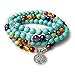 Turquoise,Mala Beads Tree of Life 7 Chakra Tibetan Prayer Beads Healing Gemstone Yoga Necklace Bracelet(Turquoise,Tree)