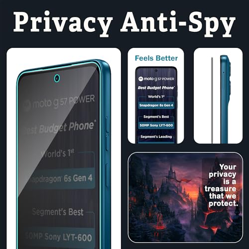 Image of ArmourPro Anti-Spy Privacy Tempered Glass for Motorola G67 Power /Motorola G57 Power - Anti Peeping Screen Protector, Edge to Edge Full Coverage, 9H Hardness, Easy Installation Kit | Pack of 2