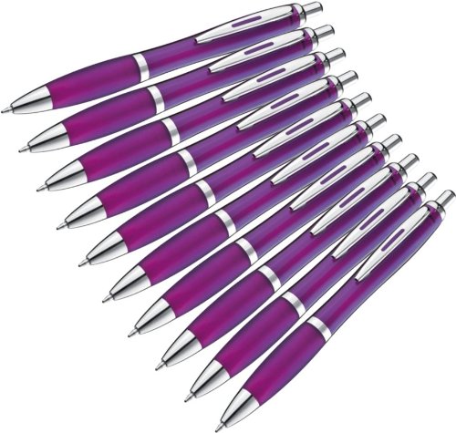 presents & more Lot de 10 stylos à bille aux couleurs à la mode Violet