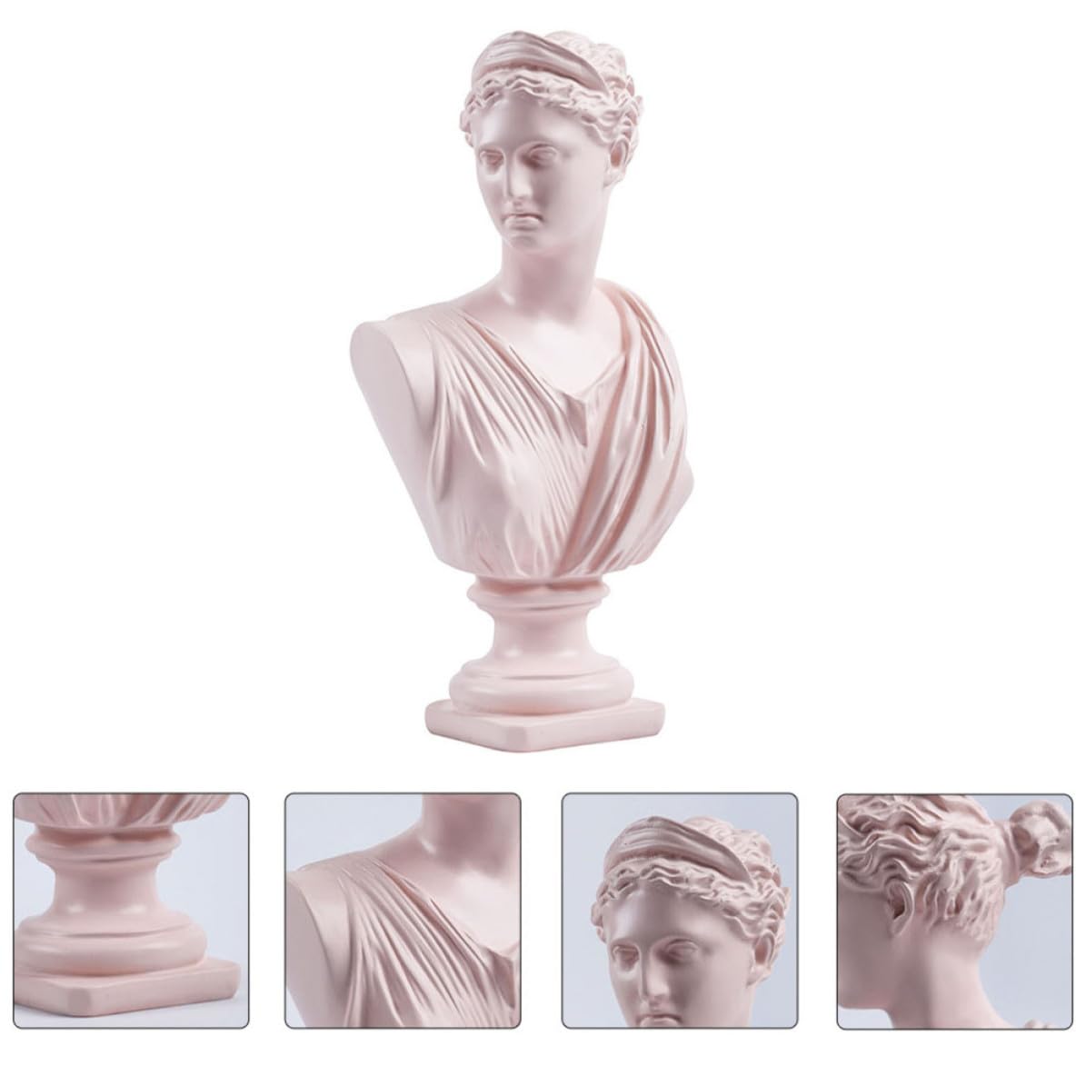 Busto Decorativo Femenino en Resina Rosa para Escritorio del Hogar