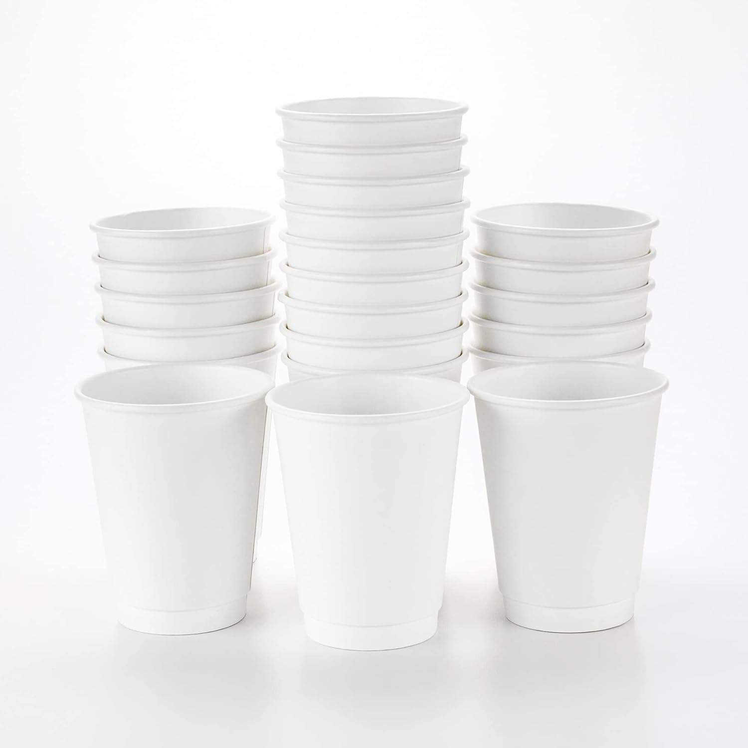 Restaurantware 8 Ounce Disposable Coffee Cups 500 Double Wall Hot Cups For Coffee - Lids Sold Separately Rippled Wall White Paper Insulated Coffee Cups For Coffee Hot Chocolate Tea And More
