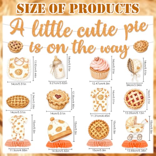 Image of Cutie Pie is on The Way Baby Shower Banner Honeycomb Set 14pc
