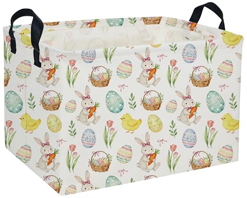 Image of Easter Basket for Kids Easter Gift Basket Empty Baby Easter Basket for Boys and Girls Rectangular Toy Storage Basket Organizer Bin Box Cute Easter Egg Room Decor for Home(Easter Gift Basket)