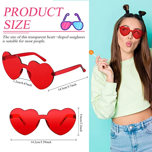 6 Pairs Heart Shaped Sunglasses Trendy Transparent Candy Color Rimless Eyewear Heart Shaped Frameless Glasses for Party Favor2