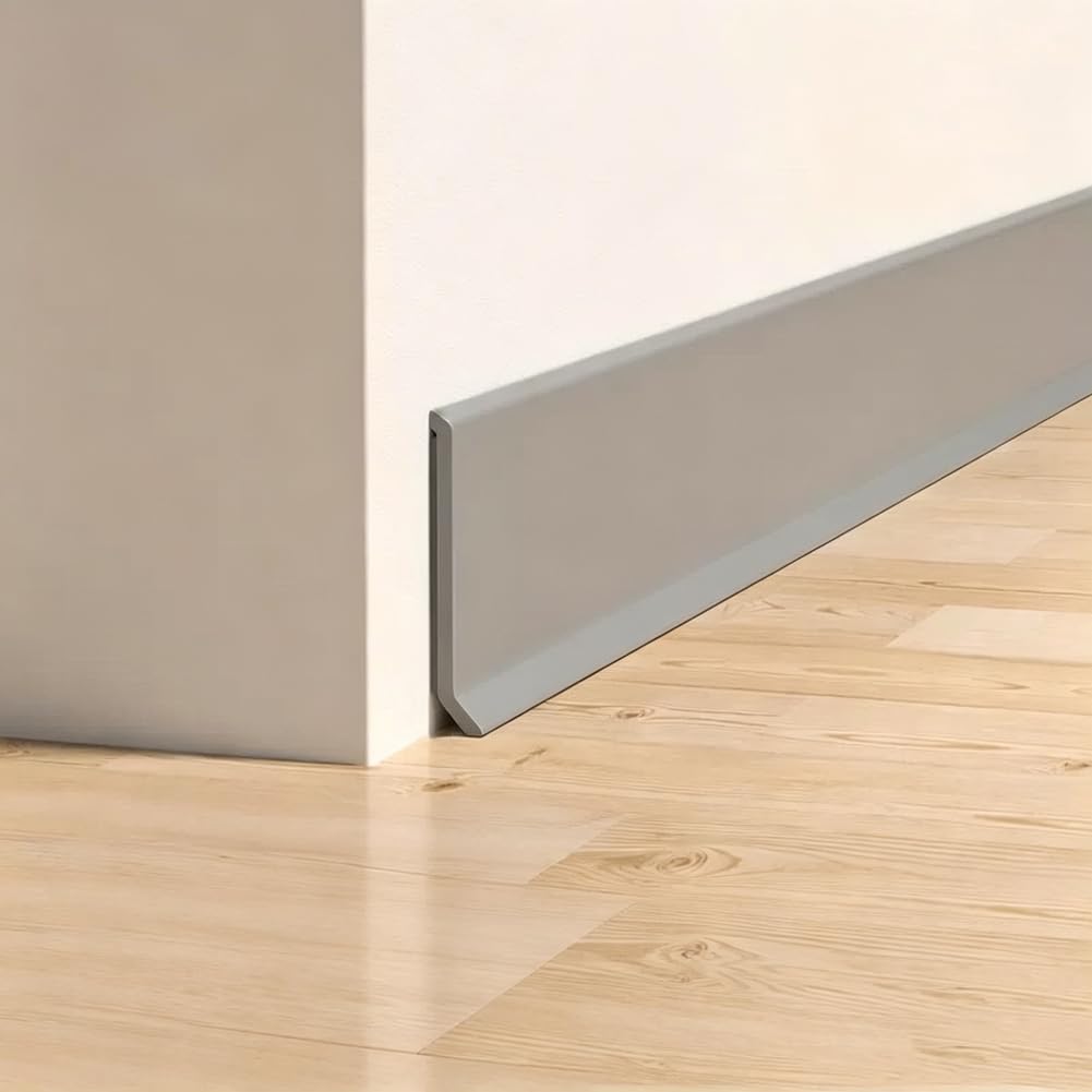 Tmapruvg Grey Pvc Baseboard Molding Trim,8Cm*3M Flexible Peel And Stick Wallpaper Border With Self-Adhesive Backing,Waterproof Wall Edging Line Rubber Wall Base