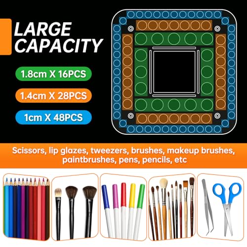 Image of Rotating Paint Brush Holder 92 Holes and Large Compartment 360 Spinning Acrylic Paintbrush Holder Organizer Artist Brush Holder Watercolor Brush Stand Rack