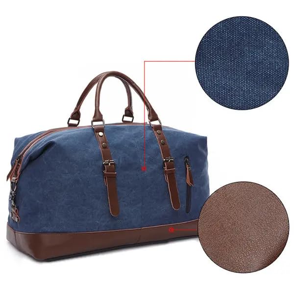 Image of Fur Jaden 40L Canvas Weekender Travel Duffle Cabin Bag with Detachable Shoulder Strap (Navy)