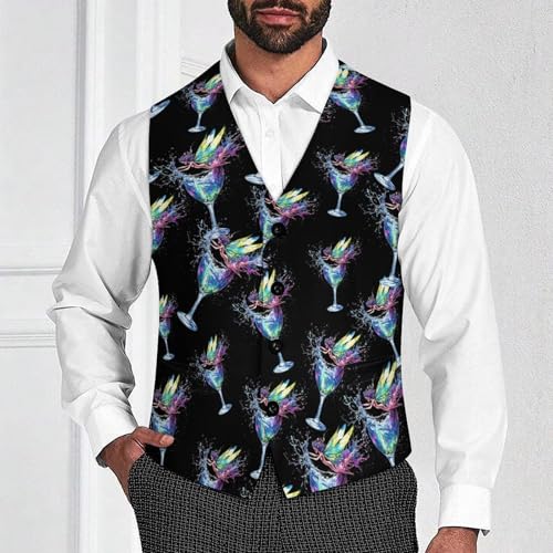 Fairy Made of Water Splashing Suit Vest for Men Waistcoat Dressy V Neck Button Down Sleeveless Business Jacket Coat4