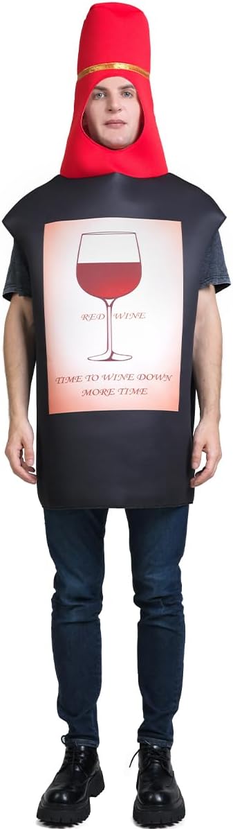 Unisex Adult Red Wine Bottle Costume One Size - Image 4