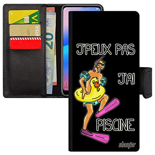 Étui portefeuille S20 FE avec fentes pour cartes et clapet de protection motif natation noir
