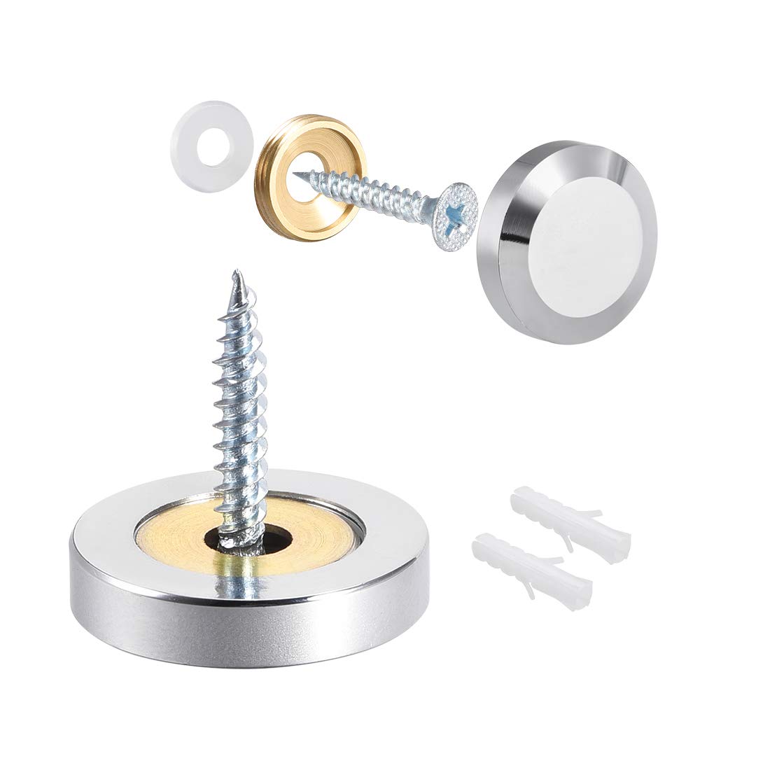 Cache-vis miroir argenté 25mm uxcell | 8 clous décoratifs