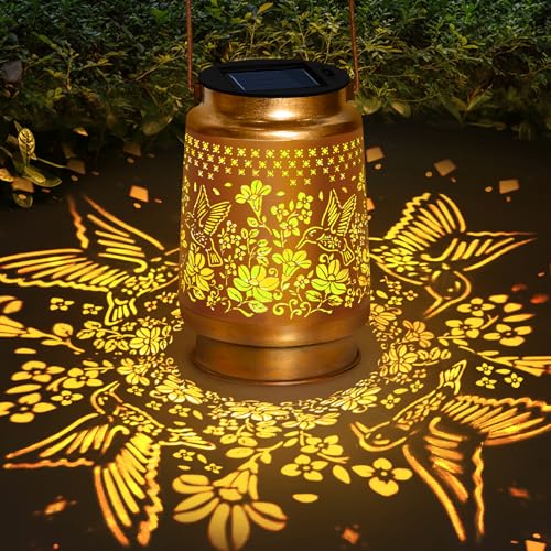 Hummingbird Solar Lanterns Outdoor Waterproof, Birthday Gifts for Women Mom Grandma Mothers, Hanging Solar Lights Garden Decor, Garden Lights for Yard, Patio, Lawn, Landscape,Tabletop