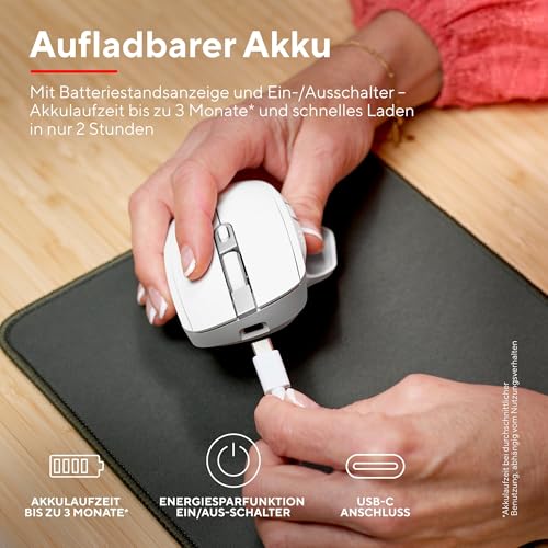 Trust Ozaa+ Kabellose Maus Bluetooth + 2.4GHz Seitliches Mausrad, Weiß – Ansicht 5