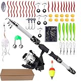 Kinder Angel Set – Anfänger Angelruten-Set Mit Ködern Und Rolle, Leichtes Teleskop Angelset Für Und Mädchen, Tragbare Spielzeug-Angel Für Outdoor Abenteuer | Für Garten Park Camping Somm