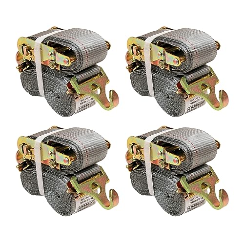 US Cargo Control Dual-End E Track Straps for Van Trailer (4 Pack), 2 in x 16 Ft Gray E Track Ratchet Straps with F-Track Hooks and Spring E-Fittings, 733 lbs. Working Load Limit, Logistic Tiedowns by US Cargo Control - Image 7