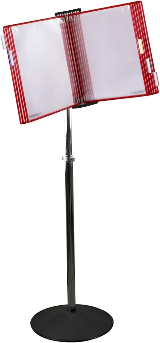 DJOIS by Tarifold Floor Document Display Stand, Adjustable Metal Frame, 10 Non-Glare Pockets, 20-Sheet Capacity, Expandable, Made in France, Black (F271)