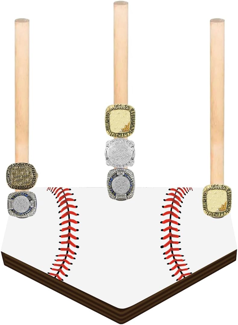 Wooden Baseball Ring Display Case Softball Championship Ring Storage Stand Softball Championship Rings Holder Baseball Display Man Cave Decor Sports Gift for Men Dad Christmas Birthday