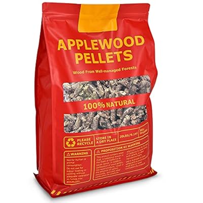 Giantex Premium Apple Wood Pellets, All Natural Hardwood Pellets with Fruity Flavour for Grilling Smoking Bake Roast BBQ, 100% Pure Apple Wood Pellets for Smoker Grill Pizza Oven, 20 lb. Bag