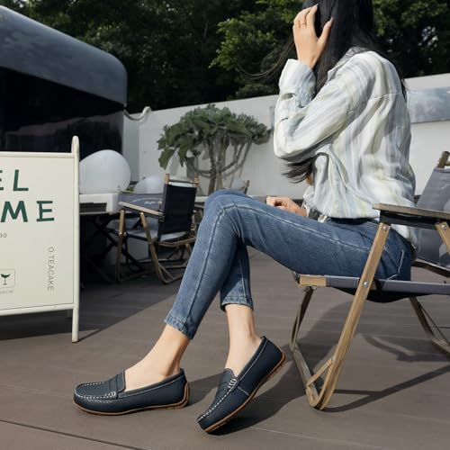 KORDAL Women's Comfortable & Lightweight Leather Penny Loafers Slip-Ons Cute Business Casual Dress Shoes Work Office Flats Everyday Walking Shoes Driving Mocs for Women - Image 3
