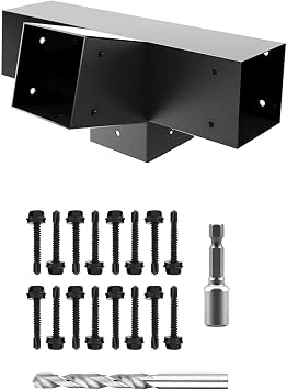 15 Degree Pergola Bracket kit 4x4,4-Way Right Angle Corner Bracket Woodworks Pergola kit for Wood Beam Actual 3.5" x3.5 Outdoor Gazebos,Patio Pergolas,Log Cabins - 1Pack