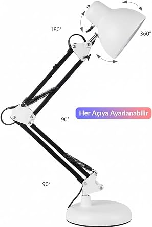 Orret Home Acrobat Tertial Table Lamp – 360° Metal Body with Movable Playing Head, Table Top Study and Book Reading Lamp, Long-Lasting Lighting-Home Type Bulb (White) with Sturdy Material [Energy Class A]