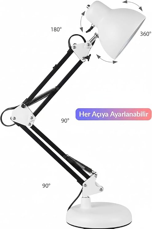 Orret Home Acrobat Tertial Table Lamp – 360° Metal Body with Movable Playing Head, Table Top Study and Book Reading Lamp, Long-Lasting Lighting-Home Type Bulb (White) with Sturdy Material [Energy Class A]