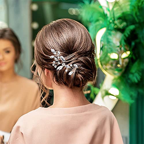 6 Pieces Bride Hair Pins Rhinestones Hair Accessories For Women Crystal Wedding Hair Piece For Bride Women Girls Bridesmaids(Silver) #TOP5