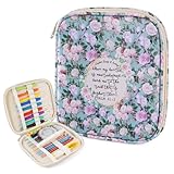 Crochet Hook Case, Portable Zipper Storage Organizer Bag for Crochet Needles/Knitting Accessories, Lightweight Crochet Hook Kit Tools, Easy to Hold(No Accessories Included). Green Rose